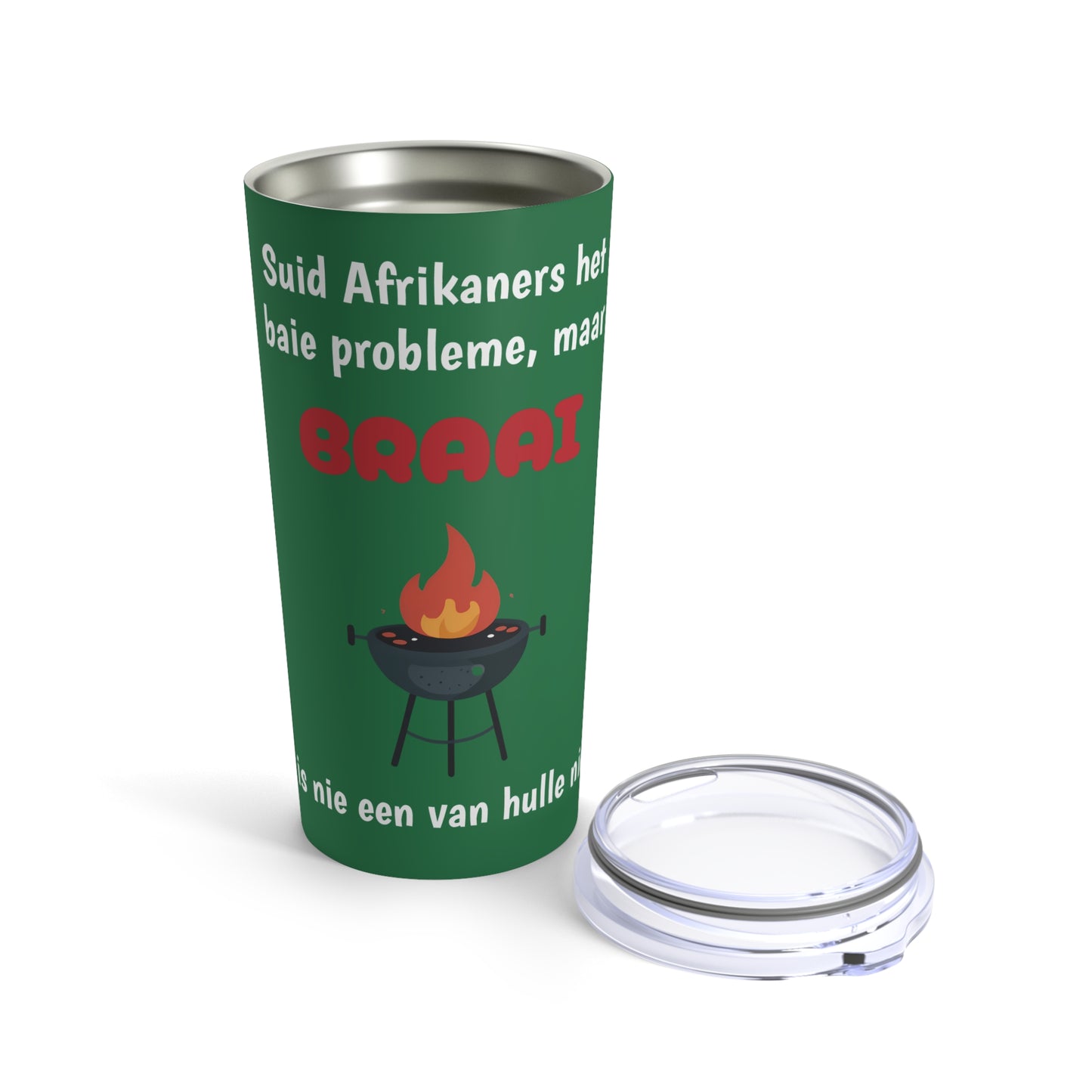 Green 20oz Vacuum Insulated Tumbler for Suid Afrikaanse Braai Double Wall Stainless Steel Durable and Dishwasher Safe