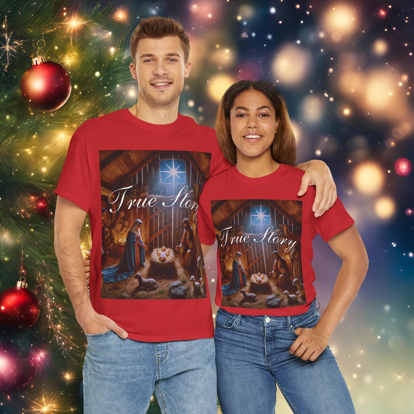 Christmas Nativity Unisex Tee True Story Design