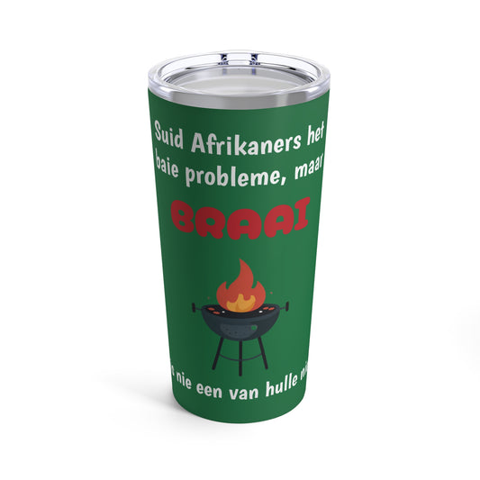 Green 20oz Vacuum Insulated Tumbler for Suid Afrikaanse Braai Double Wall Stainless Steel Durable and Dishwasher Safe