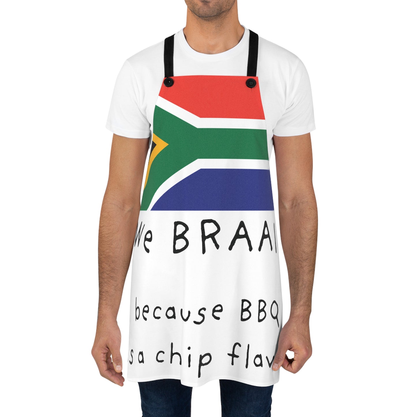 Schürze mit Braai-Motiv | Stilvoll und strapazierfähig, 100 % Polyester | Verstellbare Passform mit Taschen | Farbenfrohe Grillschürze für Kochbegeisterte