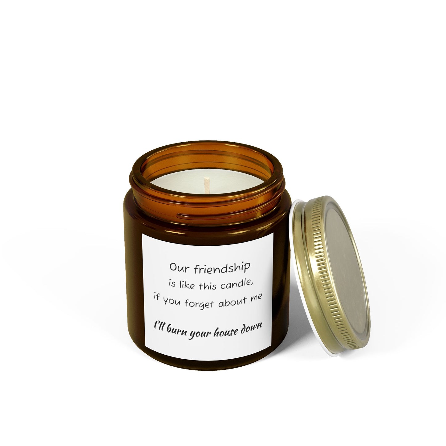 Scented Friendship Candle | Hand-Poured in USA | Premium Wax & Cotton Wick | 9 Scents | Elegant Amber Glass and Gold Lid | Gift Ready