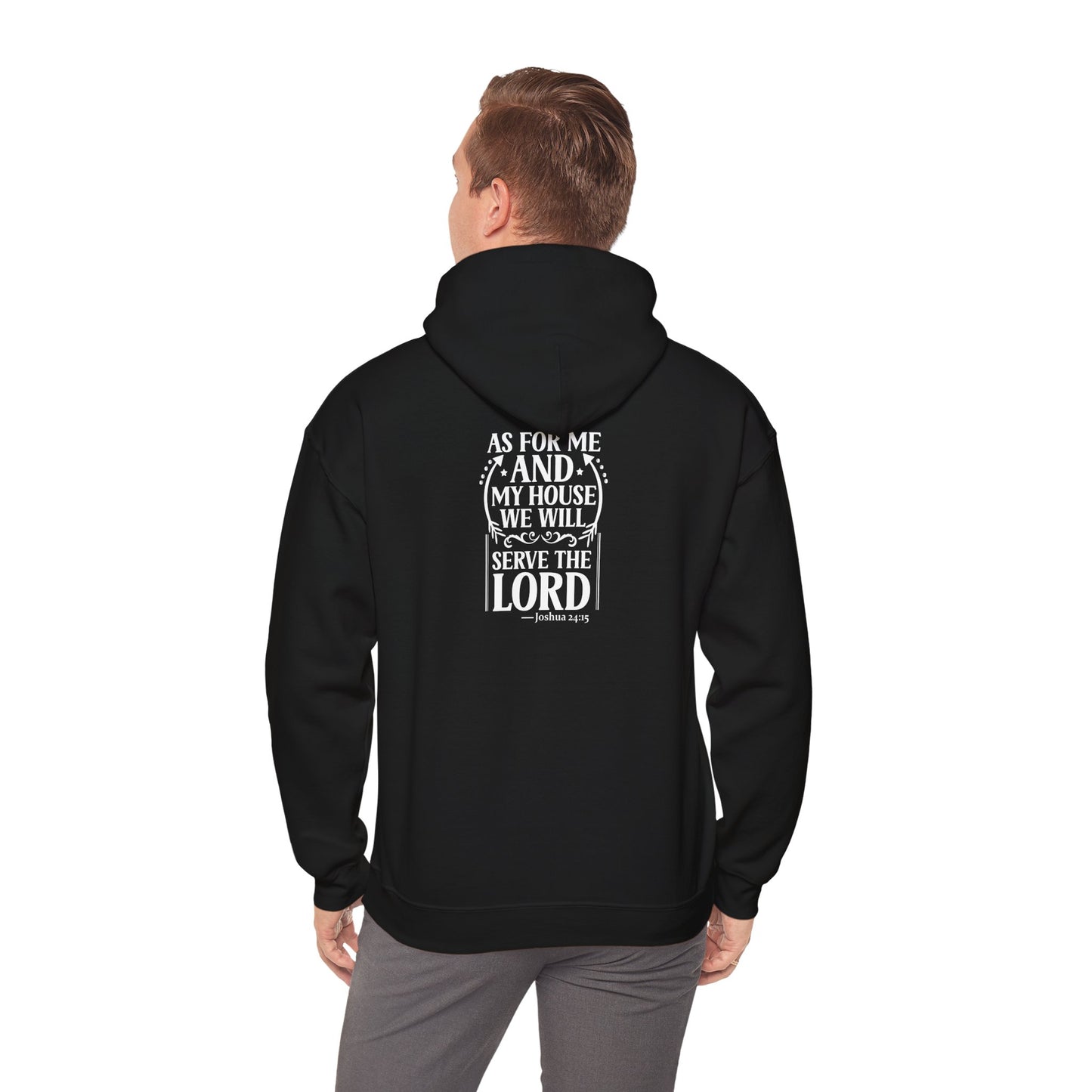 Religiöser Bibelvers Unisex Kapuzenpullover, Christliches Glaube Geschenk, Schwerer Pullover, Diene dem Herrn Bekleidung, Schrift Zitat