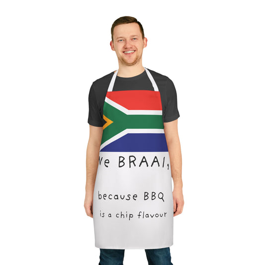 Braai Outdoor Apron | Durable Polyester Canvas with Tie-Back Closure | BBQ Apron with Black or White Straps