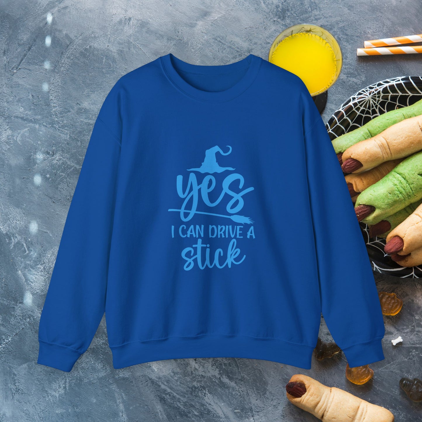 Halloween Stick Shift Unisex Pullover, Witchy Crewneck Pullover, Lustige Herbstbekleidung, Gruseliges Sweatshirt, Herbst Top