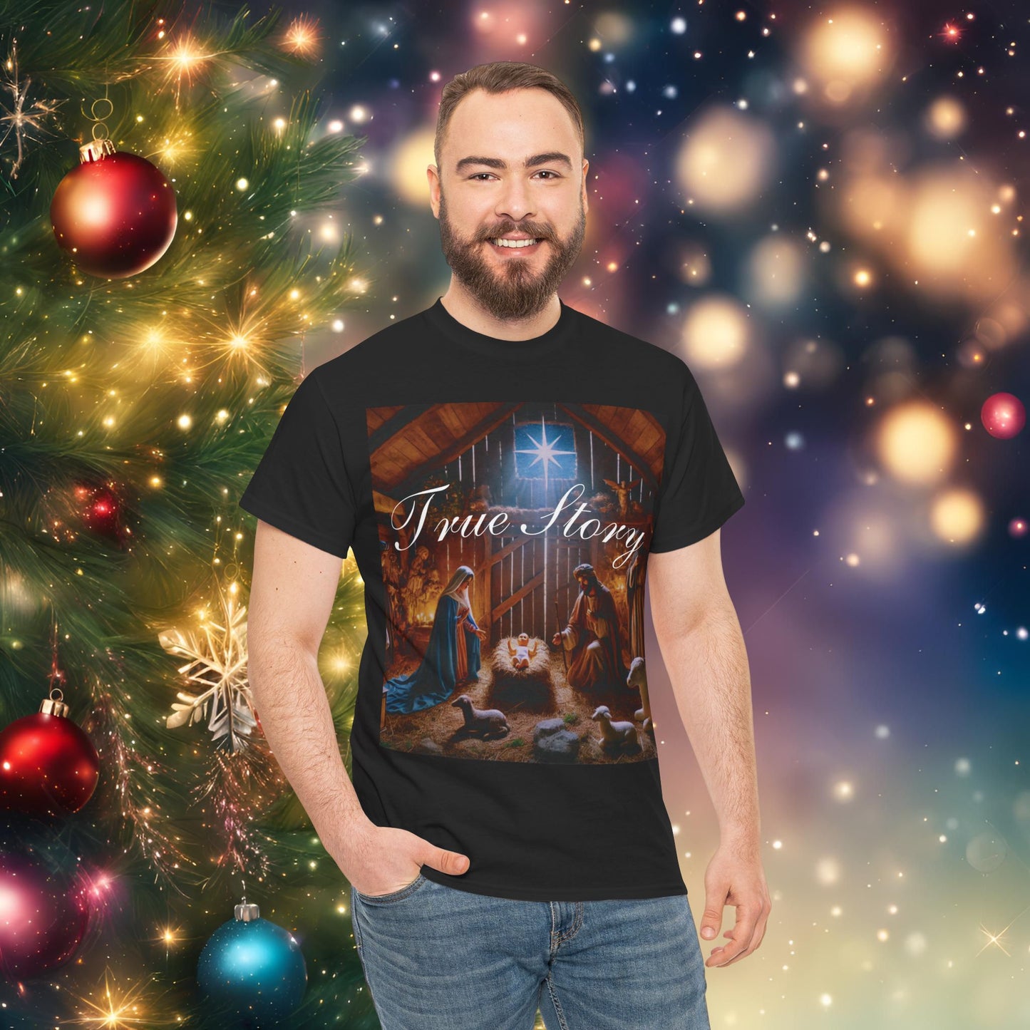 Christmas Nativity Unisex Tee True Story Design