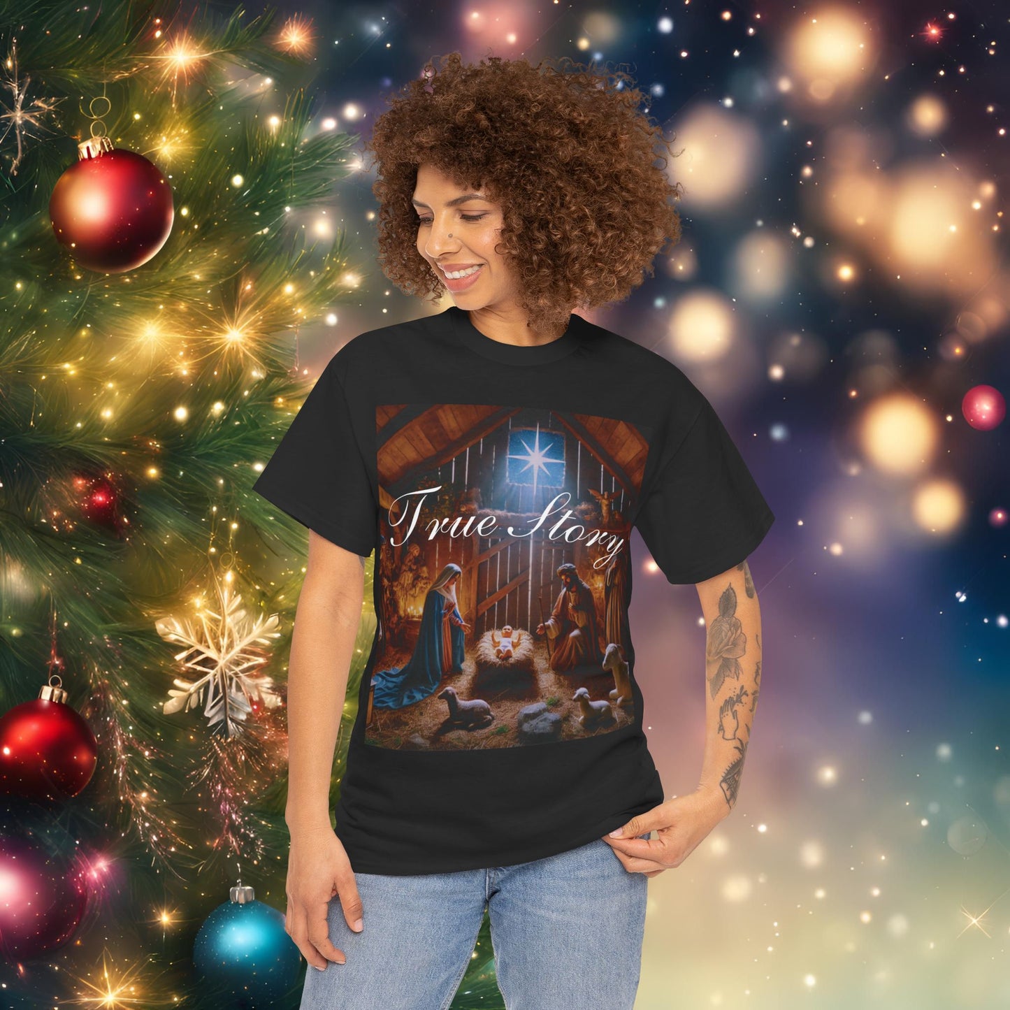 Christmas Nativity Unisex Tee True Story Design