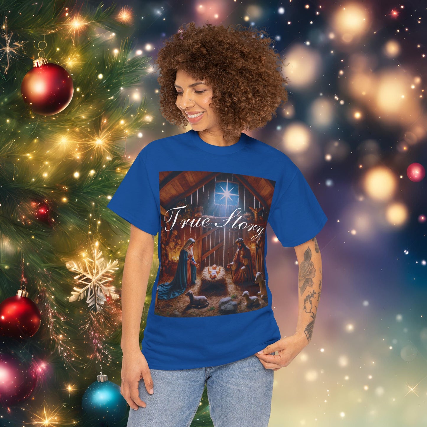 Christmas Nativity Unisex Tee True Story Design