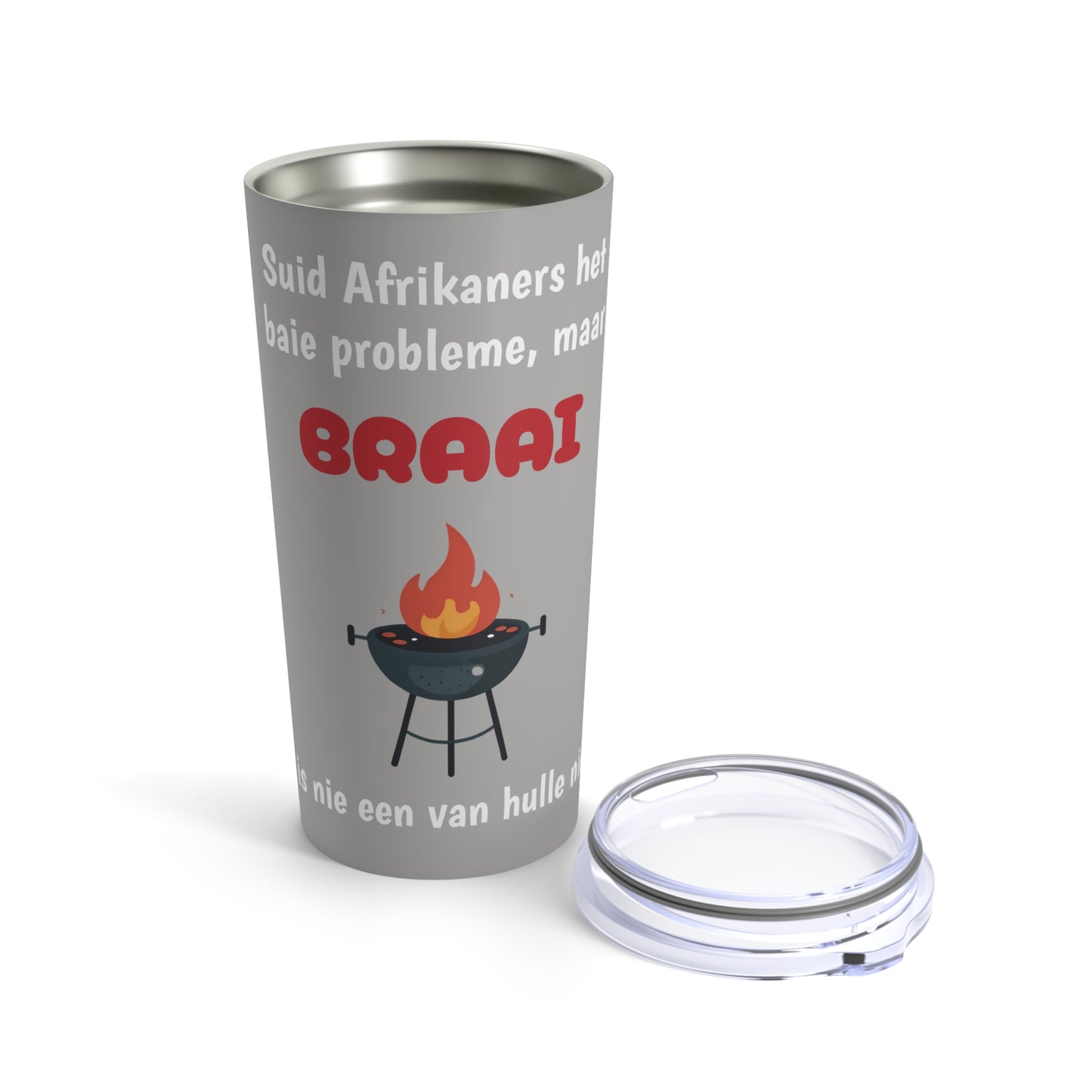 Light Grey 20oz Vacuum Insulated Tumbler for Suid Afrikaanse Braai Double Wall Stainless Steel Durable and Dishwasher Safe