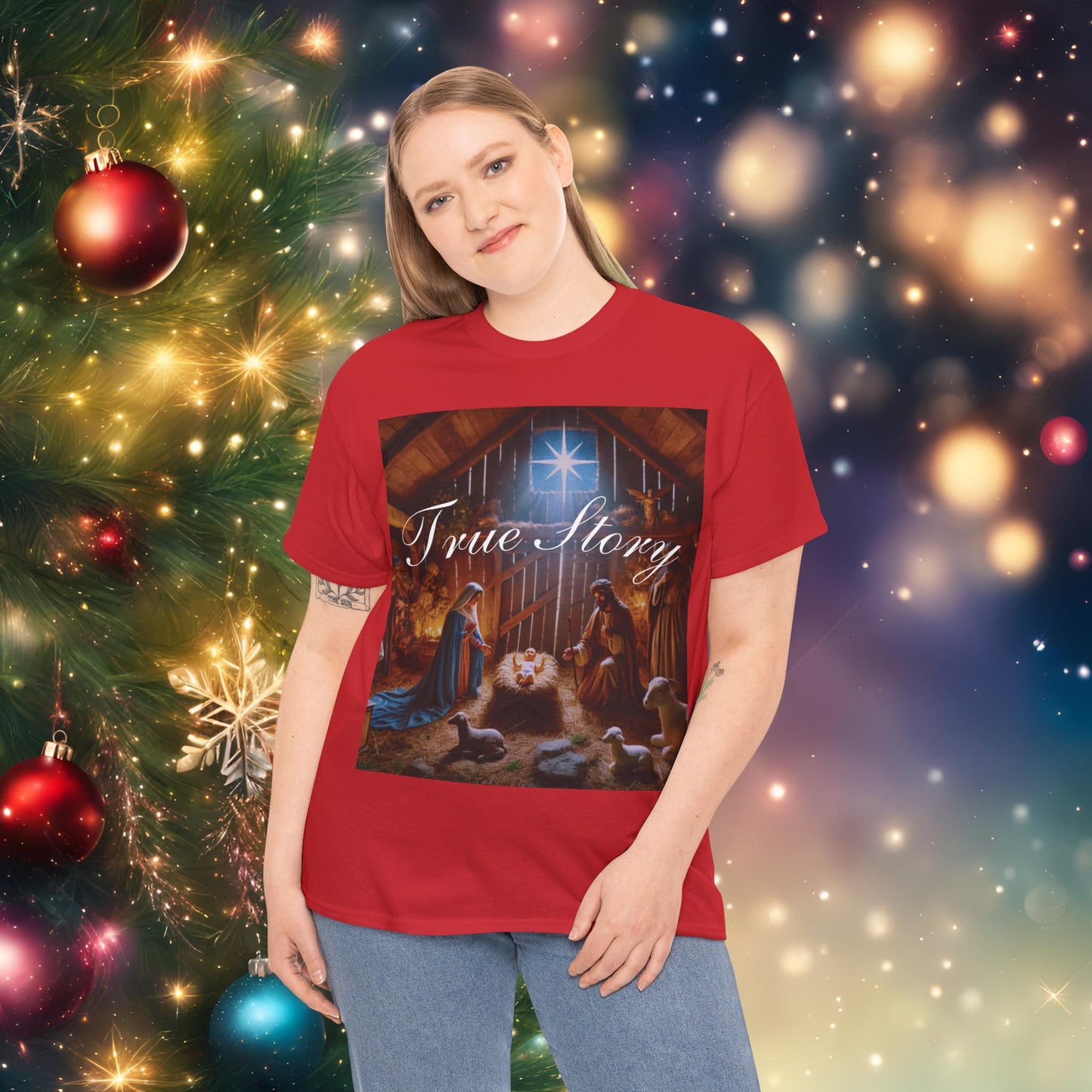 Christmas Nativity Unisex Tee True Story Design