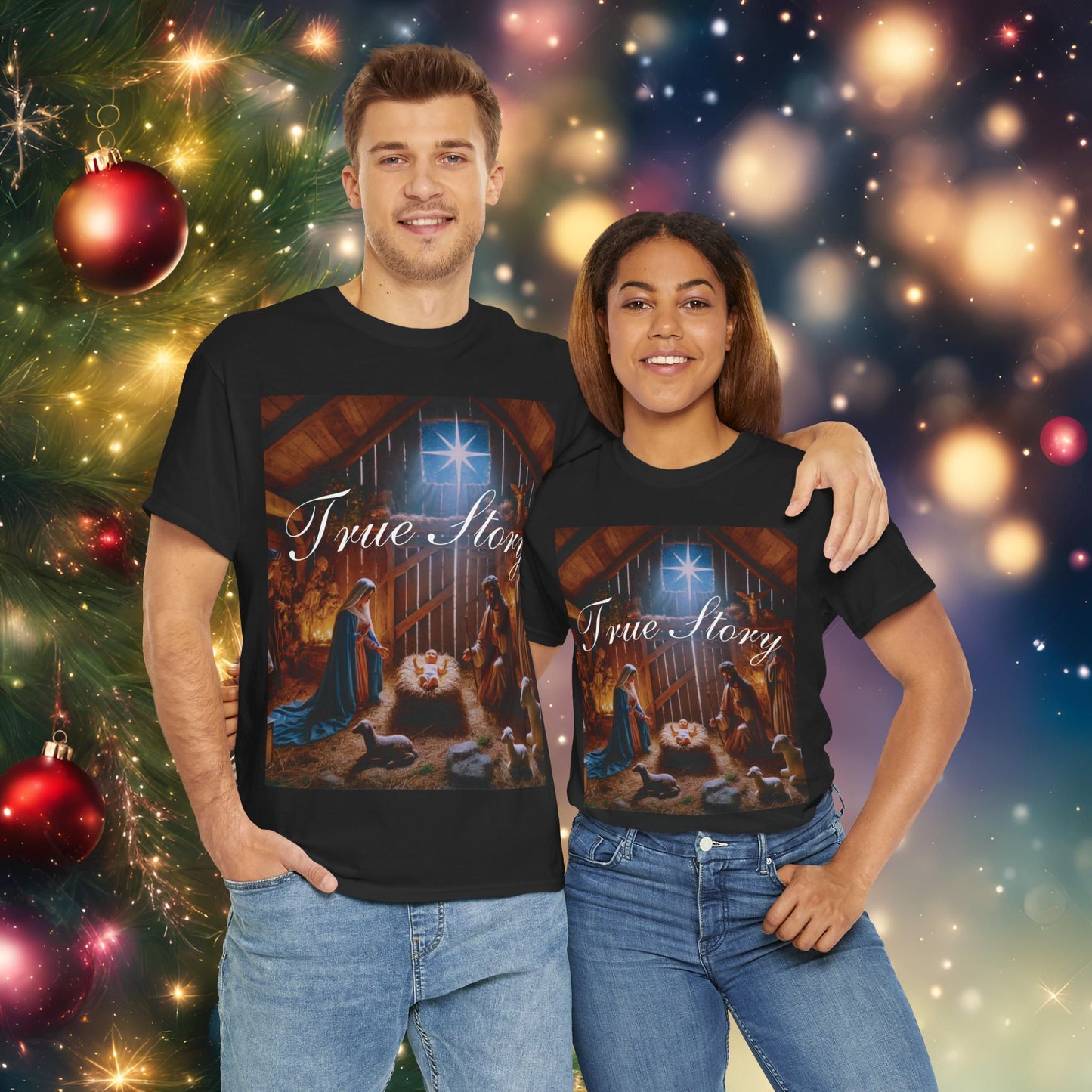 Christmas Nativity Unisex Tee True Story Design